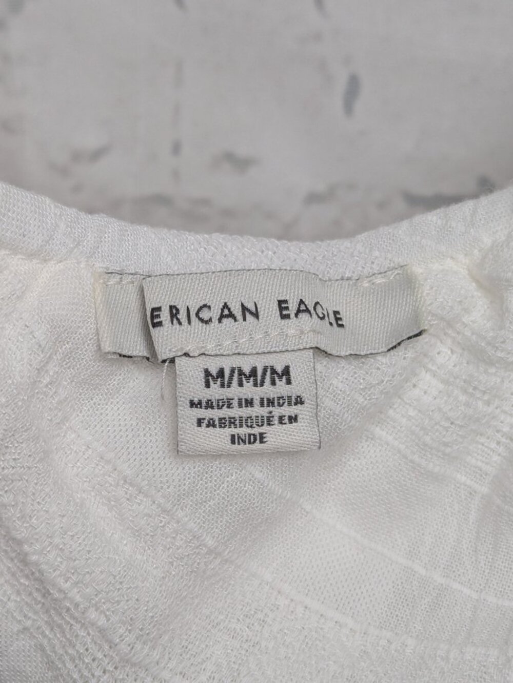 American Eagle Top Womens M White Ruffled One Shoulder Crop Cotton Viscose Blend - Picture 4 of 8